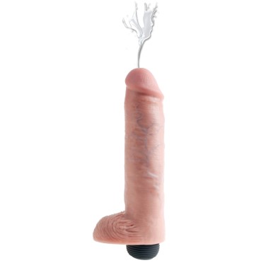 King Cock - Realistyczne Naturalne Dildo Z Wytryskiem 25 CM Jasny Kolor Skóry